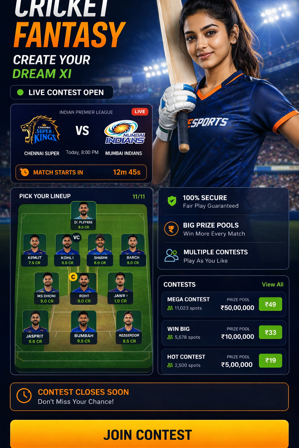 Come Guru Play cricket matchday visual