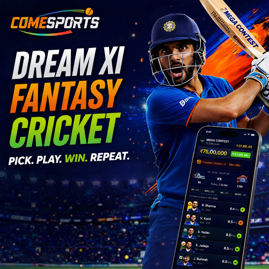 Come Guru Play Dream XI fantasy cricket ad visual